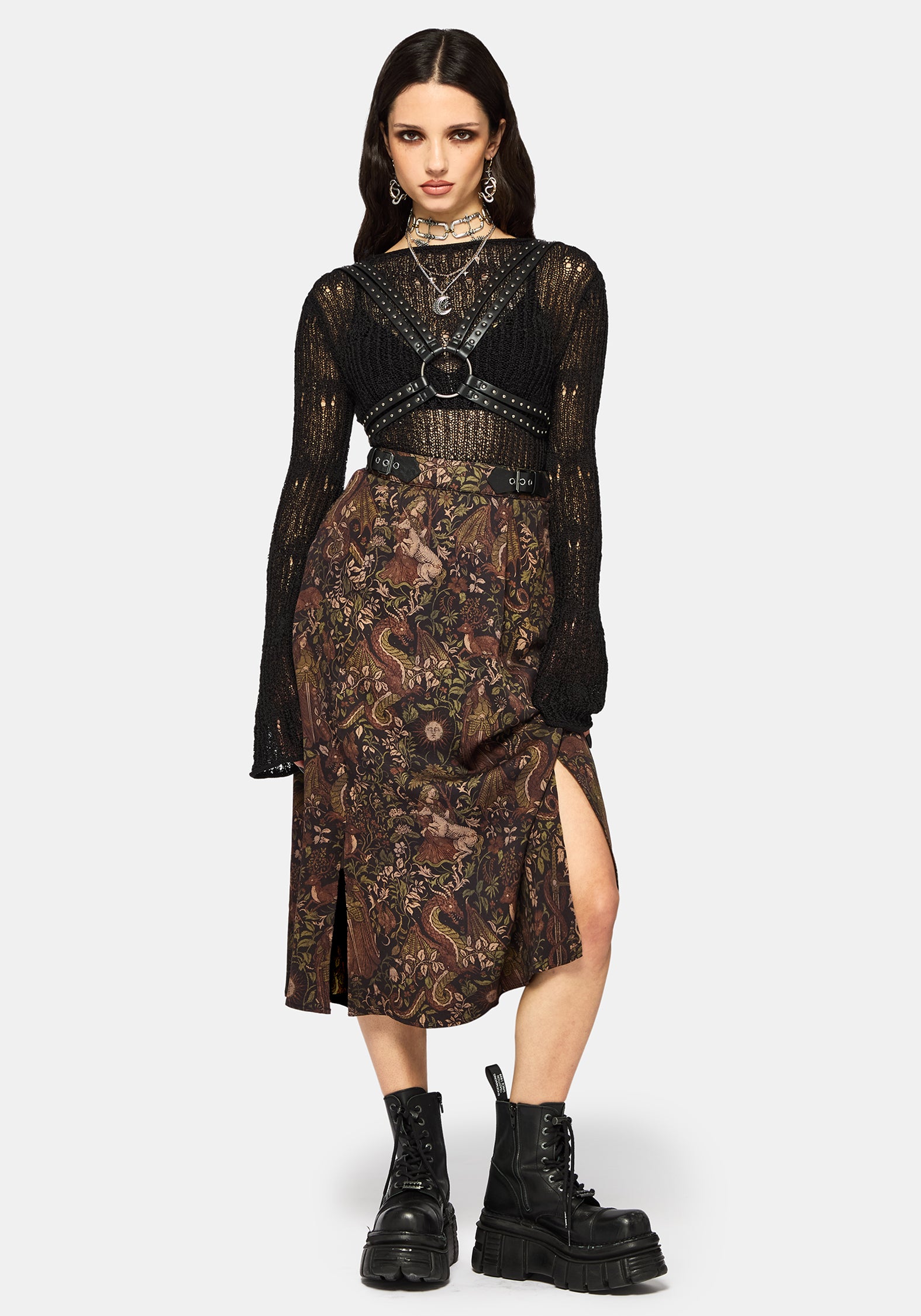 SK5155_HAUNTMEDIEVALPRINTBUCKLEMIDISKIRT_5